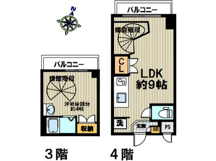 フォルテ大桝(1LDK/4階)の間取り写真