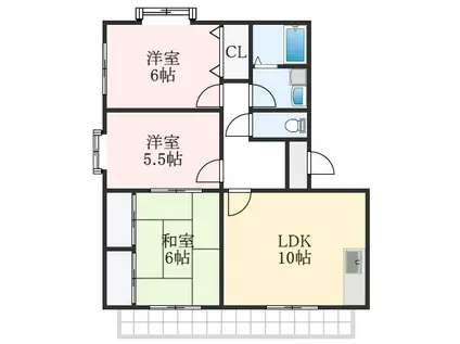 ヴィブレ大歳 A棟(3LDK/2階)の間取り写真