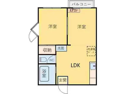 ベルディ塩屋(2DK/1階)の間取り写真
