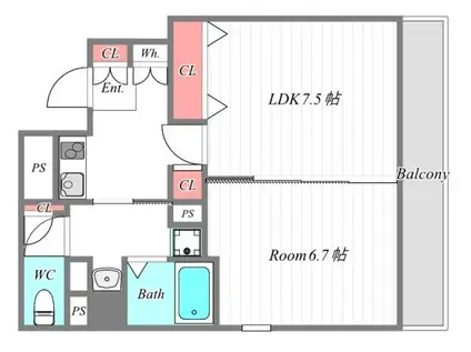 ISM中之島レジデンス(1LDK/9階)の間取り写真