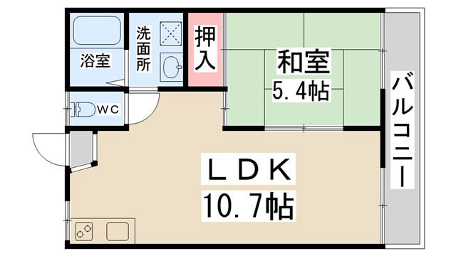セキスイオークハイツ(1LDK/2階)の間取り写真