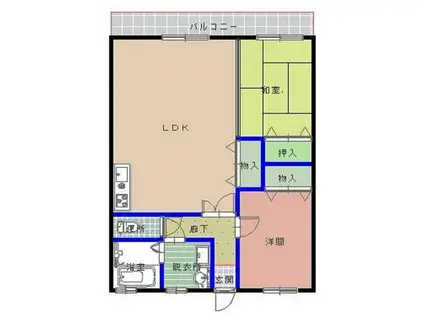 サンバーストみなと(2LDK/2階)の間取り写真