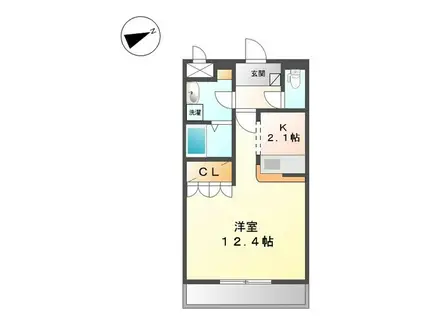 ウエストHILLS壱番館(1K/1階)の間取り写真