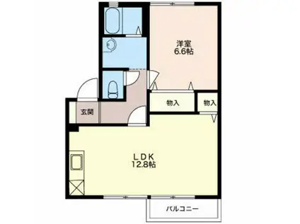 シャルマン城東II(1LDK/1階)の間取り写真