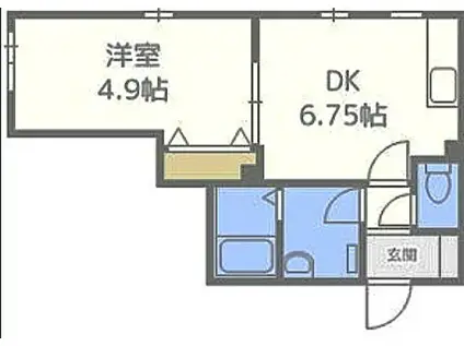 CASA西町グランデ(1DK/3階)の間取り写真
