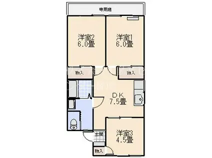 メリートークIII(3DK/1階)の間取り写真