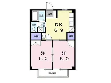 ハイツアルカディア(2DK/1階)の間取り写真