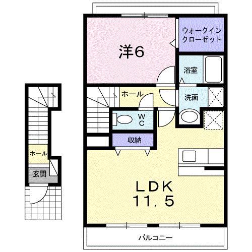 スターアリスVI(1LDK/2階)の間取り写真