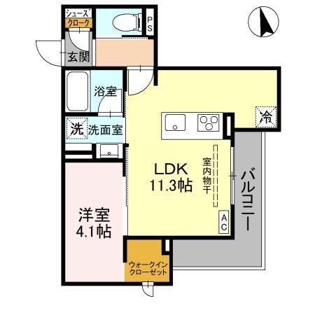 D-GRANDE桃井町(1LDK/2階)の間取り写真