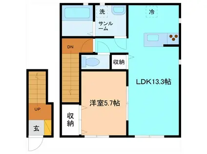 ジョイM3(1LDK/2階)の間取り写真