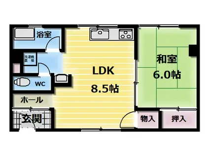 ダイワ高井田ビル(1LDK/4階)の間取り写真