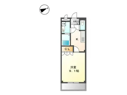 MOE III(1K/2階)の間取り写真