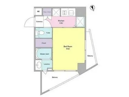 エル・フローラ常磐松(1K/5階)の間取り写真