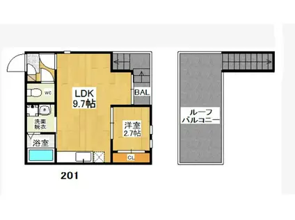 GRANDTIC エルドラード(1LDK/2階)の間取り写真