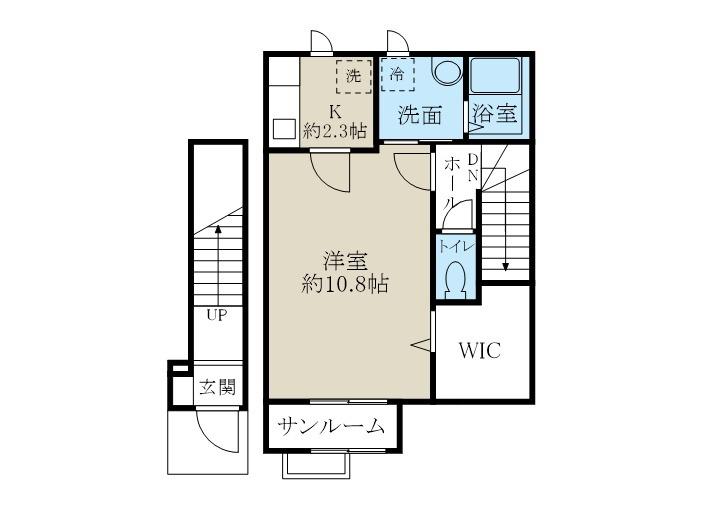 ポローニア(1K/2階)の間取り写真