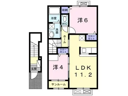 メルディア B(2LDK/2階)の間取り写真