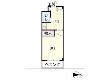 インサイドA(1K/4階)の間取り写真