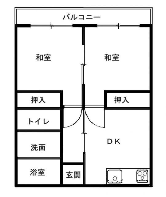 コーポサンシャイン(2DK/2階)の間取り写真
