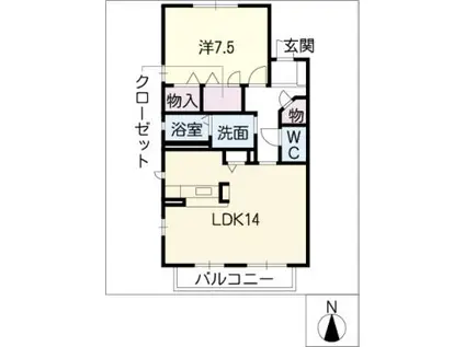 シャーメゾン花水樹(1LDK/2階)の間取り写真