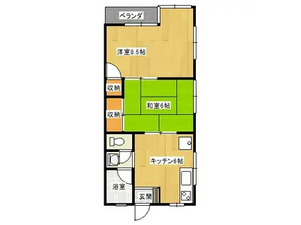 吉成コーポ(2DK/2階)の間取り写真