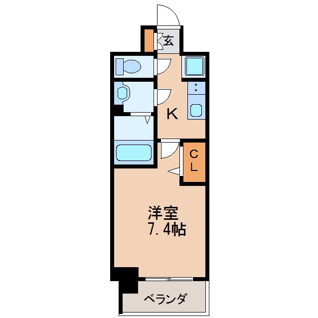 プレサンス桜通ベルノ(1K/4階)の間取り写真
