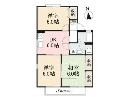 ロイヤルコート桜町 A・B・C・D棟(3DK/2階)の間取り写真