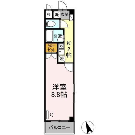 タイムD3(1K/3階)の間取り写真
