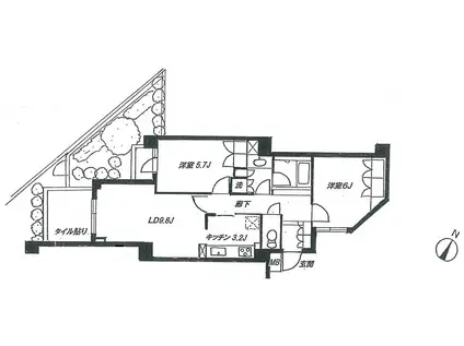 グローリオ駒沢大学(2LDK/1階)の間取り写真