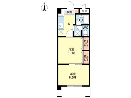 ベルメゾン石垣西(2K/1階)の間取り写真