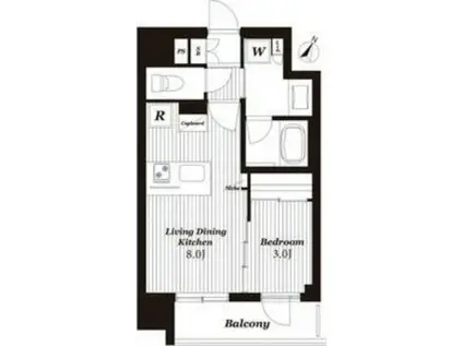 デュオヒルズ仙台一番町一丁目(1LDK/9階)の間取り写真