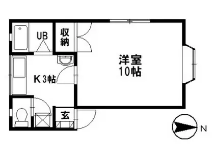 MASER楓94(1K/1階)の間取り写真