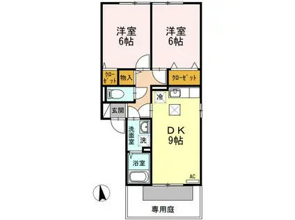 アーバンハイツ28 D棟(2DK/1階)の間取り写真