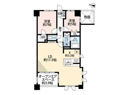 グランシティデュアルステージラルーチェ(2LDK/8階)の間取り写真