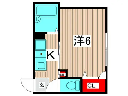 パークサイド千住(1K/2階)の間取り写真