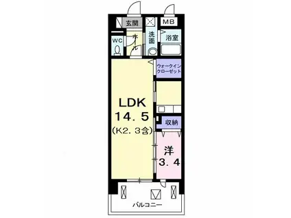 カーサ・ル・コットン(1LDK/6階)の間取り写真