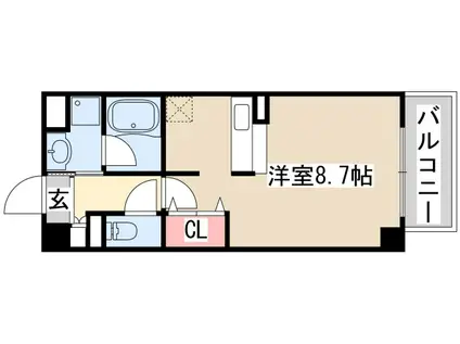 ルミエール兵庫(ワンルーム/4階)の間取り写真