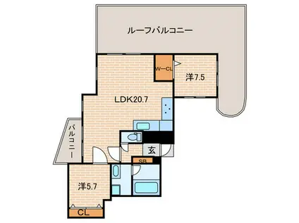 セレッソコート芦屋大原(2LDK/4階)の間取り写真