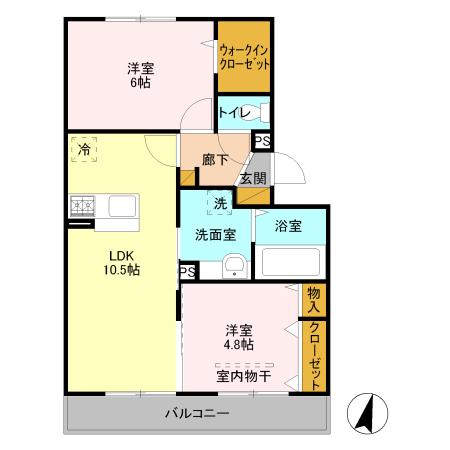 プリムローズ美南(2LDK/3階)の間取り写真