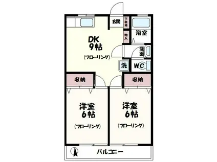 パレスのばら(2DK/2階)の間取り写真