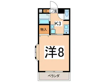 ワイズガーデン(1K/2階)の間取り写真