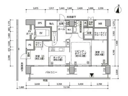 東雲キャナルコートCODAN17号棟(1SLDK/8階)の間取り写真