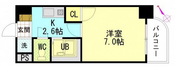 フォルム牛田新町(1K/6階)の間取り写真