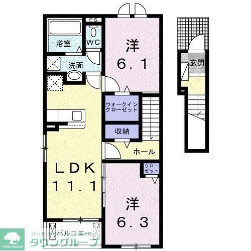 スプリング ルーチェ(2LDK/2階)の間取り写真