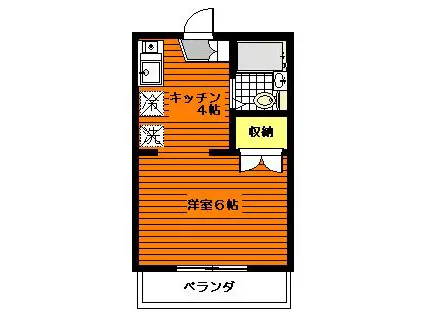 五光ハイツ(1K/2階)の間取り写真