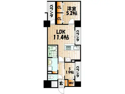 アースコートYS CITY室町(1SLDK/9階)の間取り写真