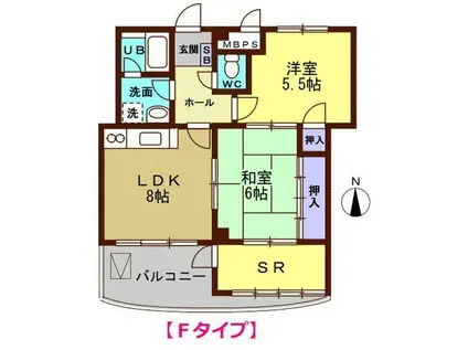 シャスターハイム(2DK/3階)の間取り写真