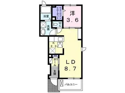 ＪＲ東北本線 大河原駅(宮城) 徒歩10分 2階建 築9年(1LDK/1階)の間取り写真