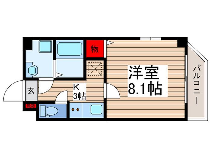 京成本線 京成大久保駅 徒歩9分 3階建 築5年(1K/2階)の間取り写真