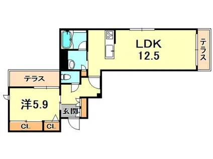ポルテ ボヌール(1LDK/1階)の間取り写真