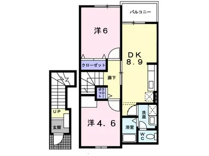 ピュアランドII(2DK/2階)の間取り写真